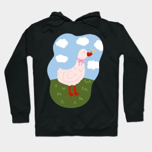 White goose with flower Hoodie